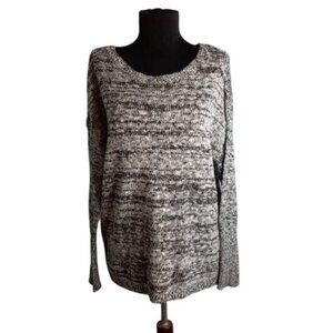 Rock & Republic Size XL Womens Sweater Black White Knit Sequins Hi-Lo Hemline